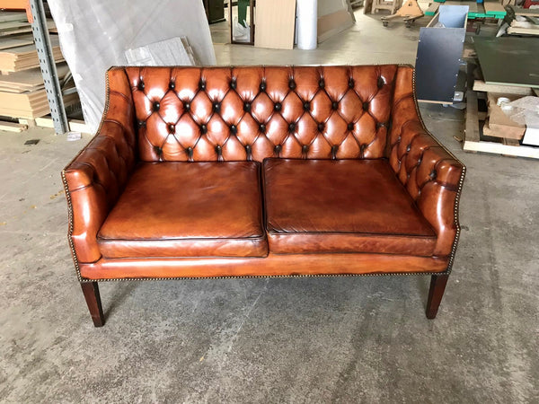 A Very Handsome Vintage Hand Dyed Leather Sofa