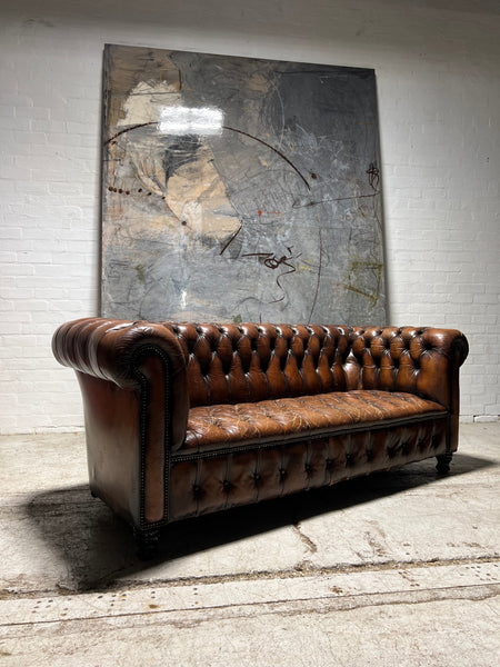 Very Good MidC Vintage Leather Chesterfield Sofa