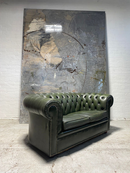 Beautiful Vintage Leather Chesterfield Sofa in Forest Greens