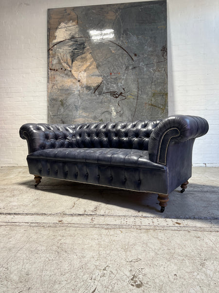 Ex-Display - Our Howard Leather Chesterfield Sofa in Hand Dyed Elephant Grey