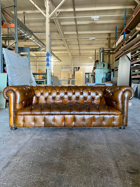 A Very Warm MidC Vintage Leather Chesterfield Sofa