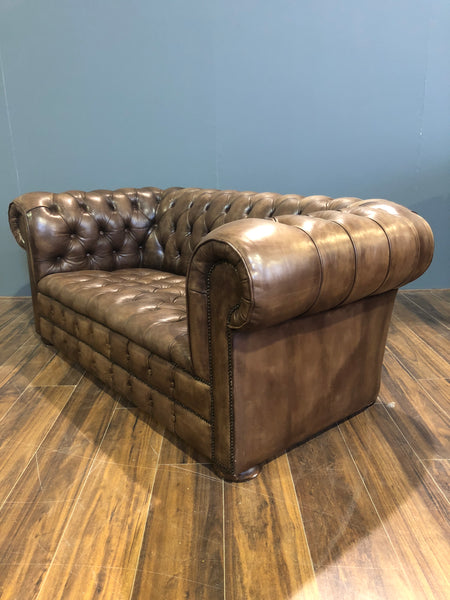 Our Bute 2 Seater in Dark Oak Hand Dyed Leathers