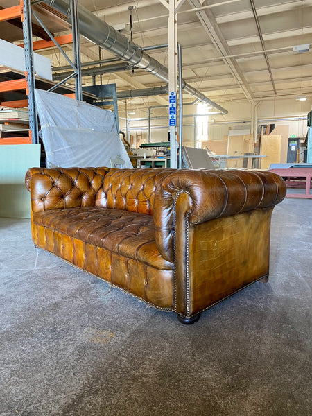 A Very Warm MidC Vintage Leather Chesterfield Sofa