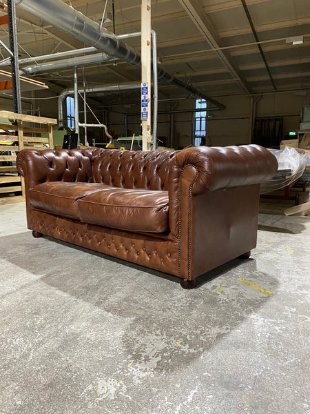 Lovely Twice Loved Chesterfield Sofa in Milk Chocolate Browns