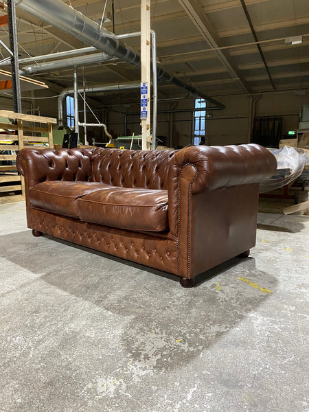 Lovely Twice Loved Chesterfield Sofa in Milk Chocolate Browns