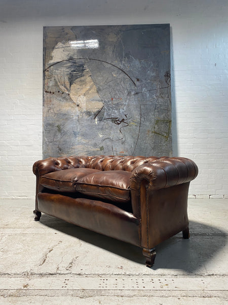 A Beautiful Restored Antique Sofa in Hand Dyed Leathers Circa 1900