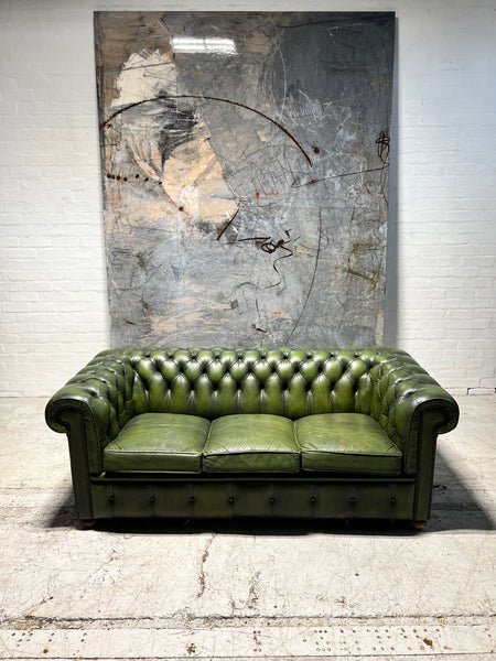 Very Smart Green Leather Chesterfield Sofa by Millbrook