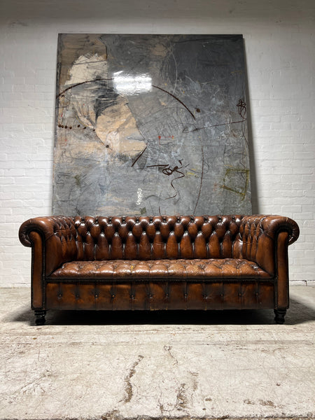 Very Good MidC Vintage Leather Chesterfield Sofa