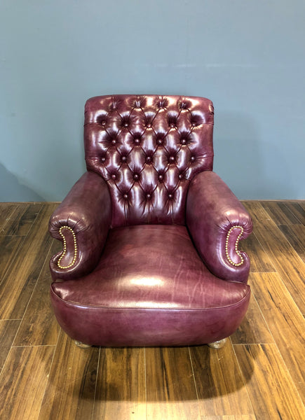 Shelburne Hand Dyed Leather Armchair in Deep Orchard