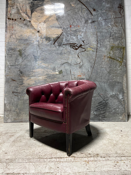 Wow!  Amazing Set of 4 Cigar Chairs in Aubergine Leathers