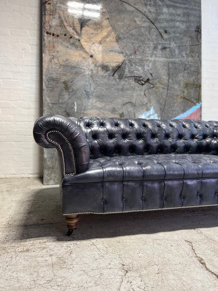 Ex-Display - Our Howard Leather Chesterfield Sofa in Hand Dyed Elephant Grey