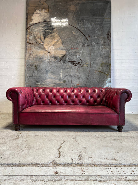 One of our Own Milena Chesterfield Sofas in Raspberry Red Hand Dyed Leather