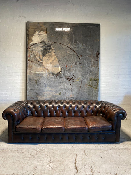 A Very Good Pre Owned Leather Chesterdield 4 Seater Sofa in
