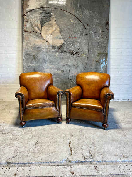 A Stunning Matching Pair of Hand Dyed Art Deco Club Chairs