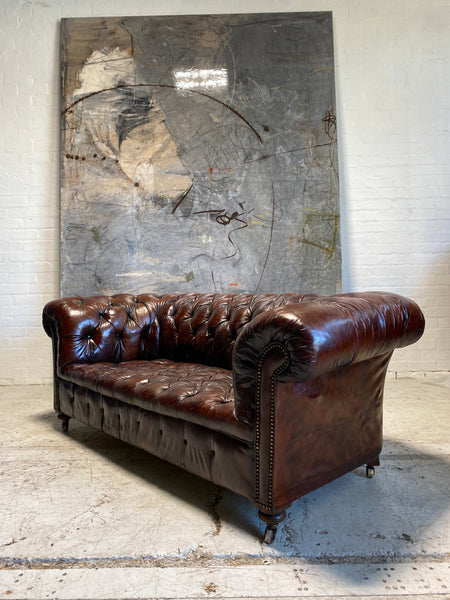 Antique Leather Chesterfield Sofa - Very Smart 19thC