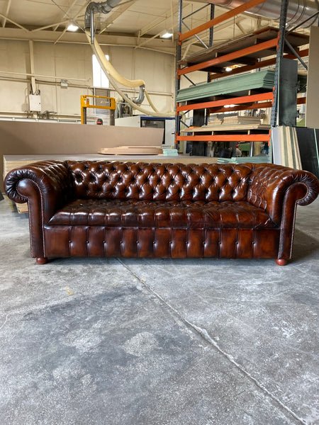 A Beautiful 4 seat Vintage Chesterfield Sofa Hand Dyed Leathers