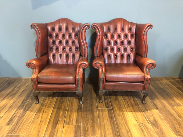 A Super Matching Pair of Queen Anne Wing Chairs