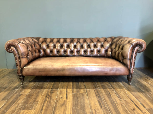 Antique chesterfield sofa tan leather