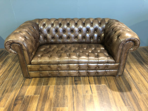 Our Bute 2 Seater in Dark Oak Hand Dyed Leathers