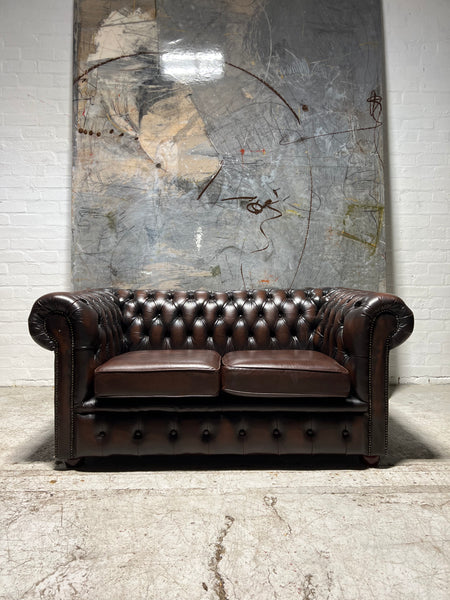 (1 of 3) Matching Little Leather Chesterfield 2 Seat Sofa in Darker Browns