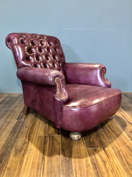 Shelburne Hand Dyed Leather Armchair in Deep Orchard