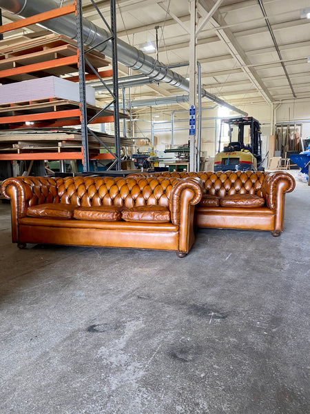 A Very Handsome Matching Pair of MidC Chesterfield Sofas