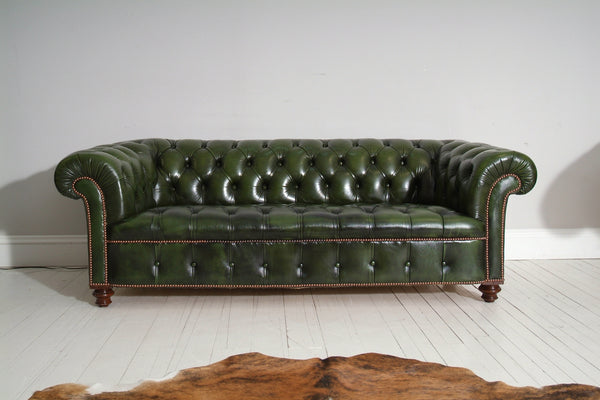 Country Green Chesterfield Sofa Full View