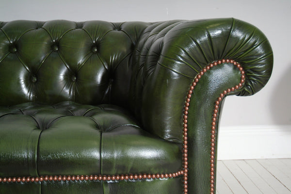 Inside back of the Country Green Chesterfield Sofa