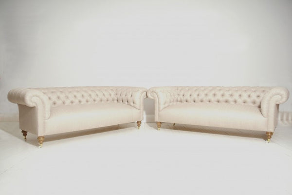 2 Chesterfield Sofas In Stone 