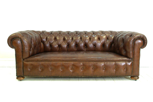 Brown Buttoned Chesterfield Sofa 