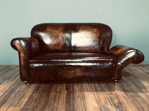 Super Pair of Fully Restored 1920’s Art Deco Club Sofas with Drop arms - Hand Dyed in Tobacco Browns