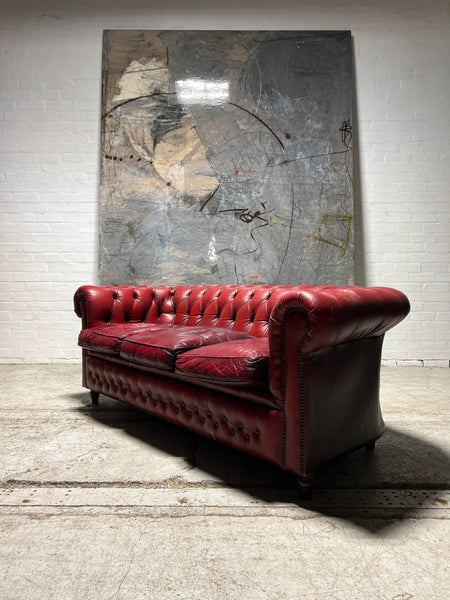 A Super Value Red 3 Seat Leather Chesterfield Sofa