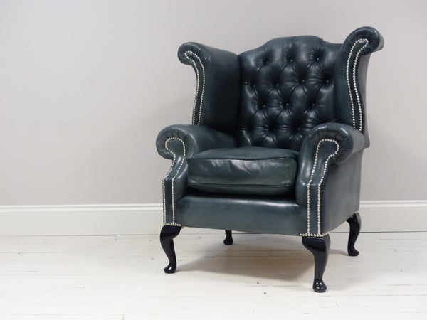 FULLY RESTORED AND REUPHOLSTERED HAND DYED QUEEN ANNE CHAIR
