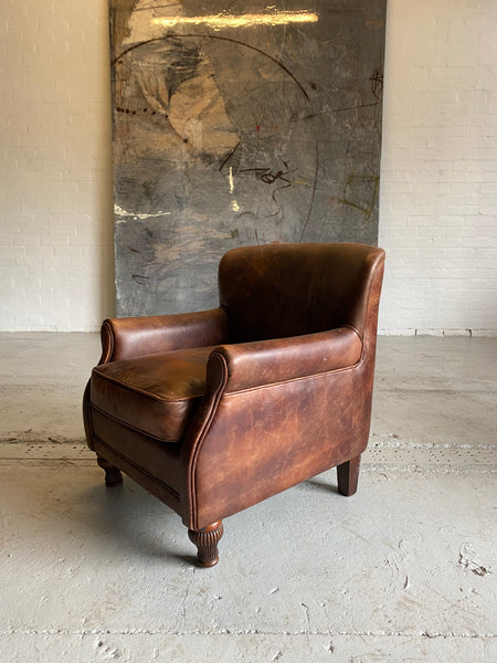 A Super Little Armchair in Saddle Tan Leather