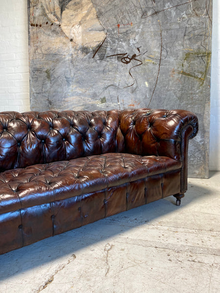 Antique Leather Chesterfield Sofa - Very Smart 19thC