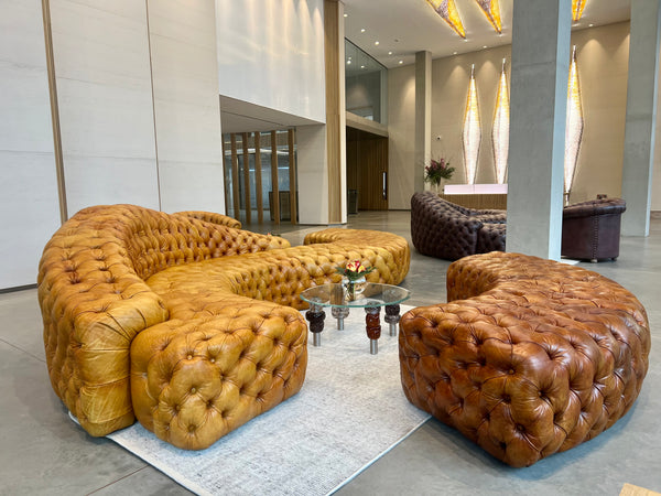 Robinson Bespoke - Serpentine Art Installation Sofas in hand dyed leathers