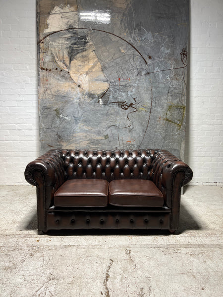 Dark brown chesterfield shop sofa