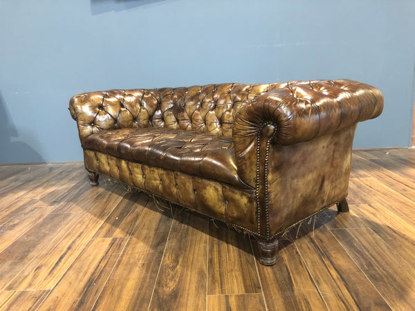 RARE! Original 19thC Sofa in Original Leather