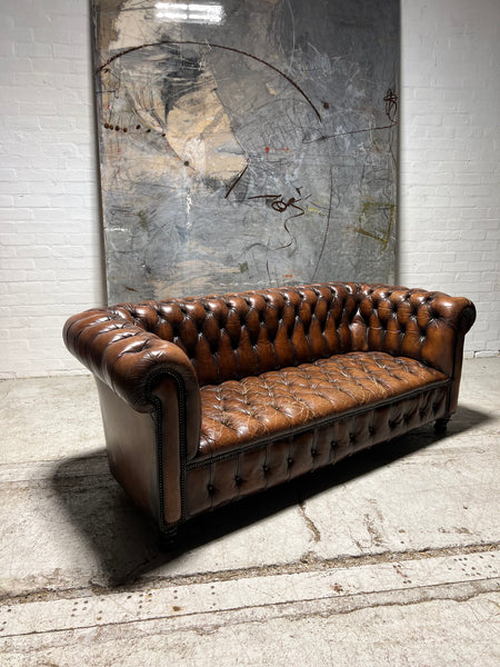 Very Good MidC Vintage Leather Chesterfield Sofa