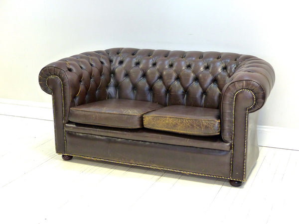 VINTAGE HAND DYED TWO SEAT CHESTERFIELD
