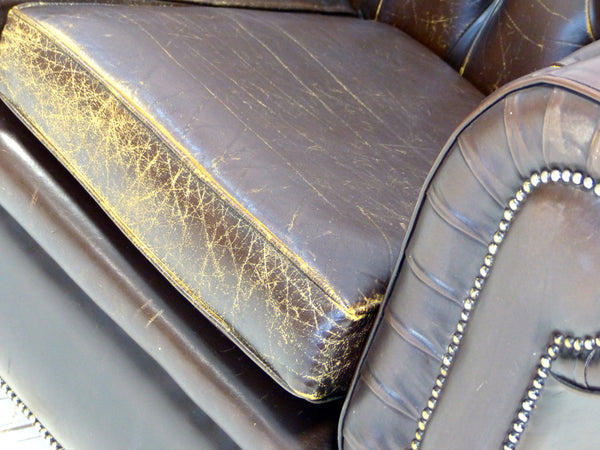VINTAGE HAND DYED TWO SEAT CHESTERFIELD