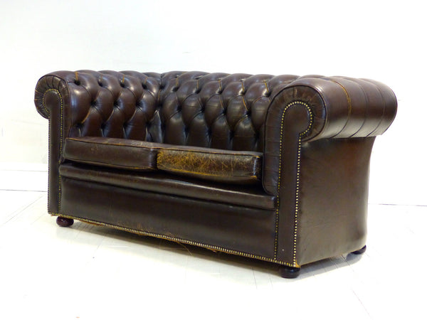 VINTAGE HAND DYED TWO SEAT CHESTERFIELD