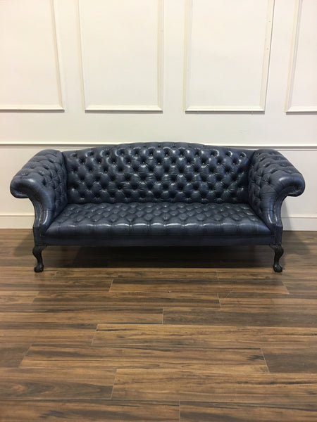 ROCKINGHAM CHIPPENDALE SOFA : IN HAND DYED SEA BLUE