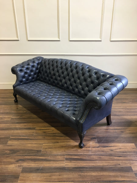 Ex-Display SALE - 4 Seater Rockingham Chippendale Sofa in hand Dyed Ocean Blue