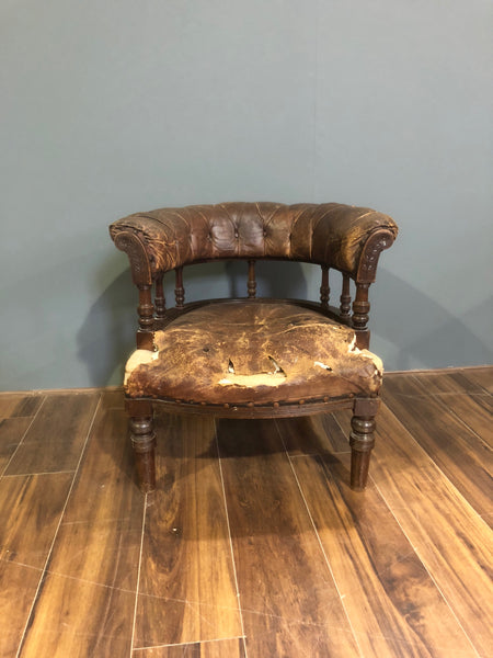 Early 19thC Captains Chair in Original Leather