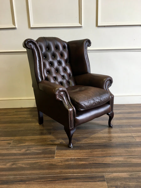 Leather Wing Back Chesterfield Chair