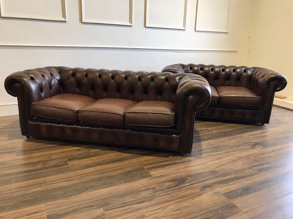 A Super Cool Little 2 Seater Leather Sofa in Chocolate Brown - Twice Loved and one of a pair