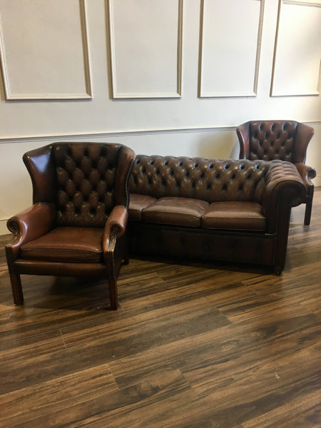 Chocolate Brown 3 Piece Chesterfield Suite