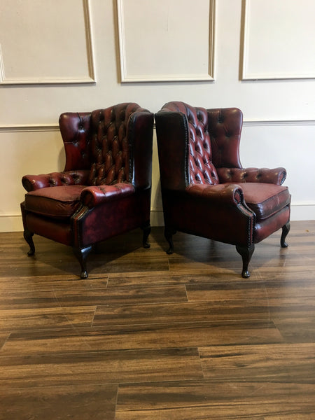 Beautiful!  A Great Leather Chesterfield Wing Back Chair