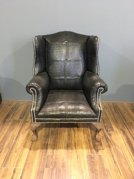 Real Crocodile Skin Wing Back Chair - our Disraeli